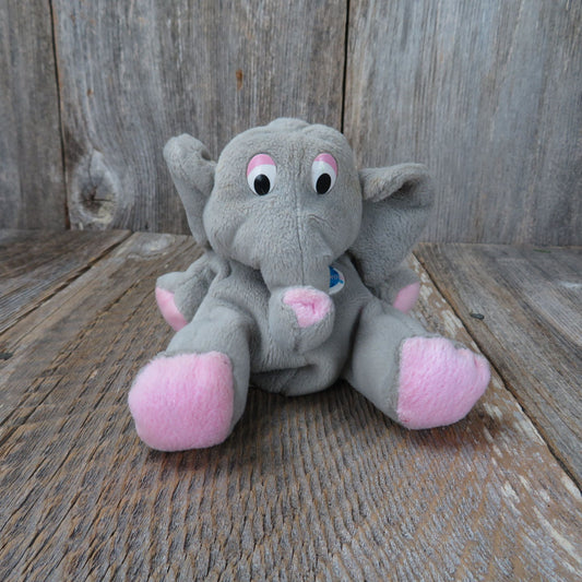 Elephant Bean Bag Plush Planet Hollywood Popcorn Stuffed Animal 1997 Gray Pink