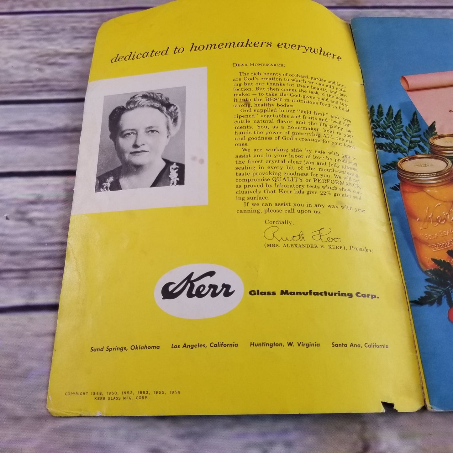 Vintage Kerr Home Canning and Freezing Book Cookbook Recipes 1958 Booklet Food Preservation Promo Ads Advertising