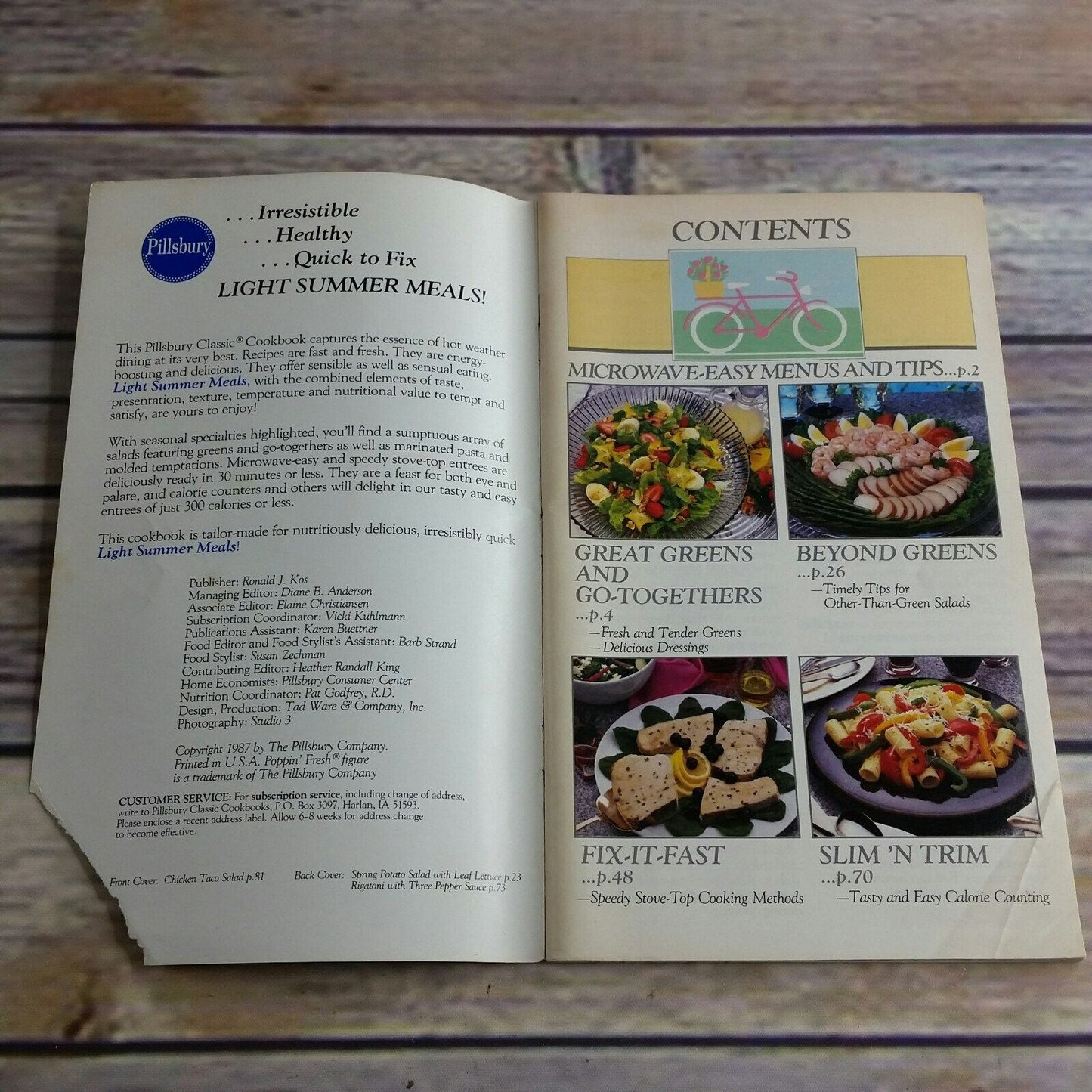 Vtg Pillsbury Cookbook Light Summer Meals 1987 Recipes Paperback Booklet Grocery Store Pamphlet