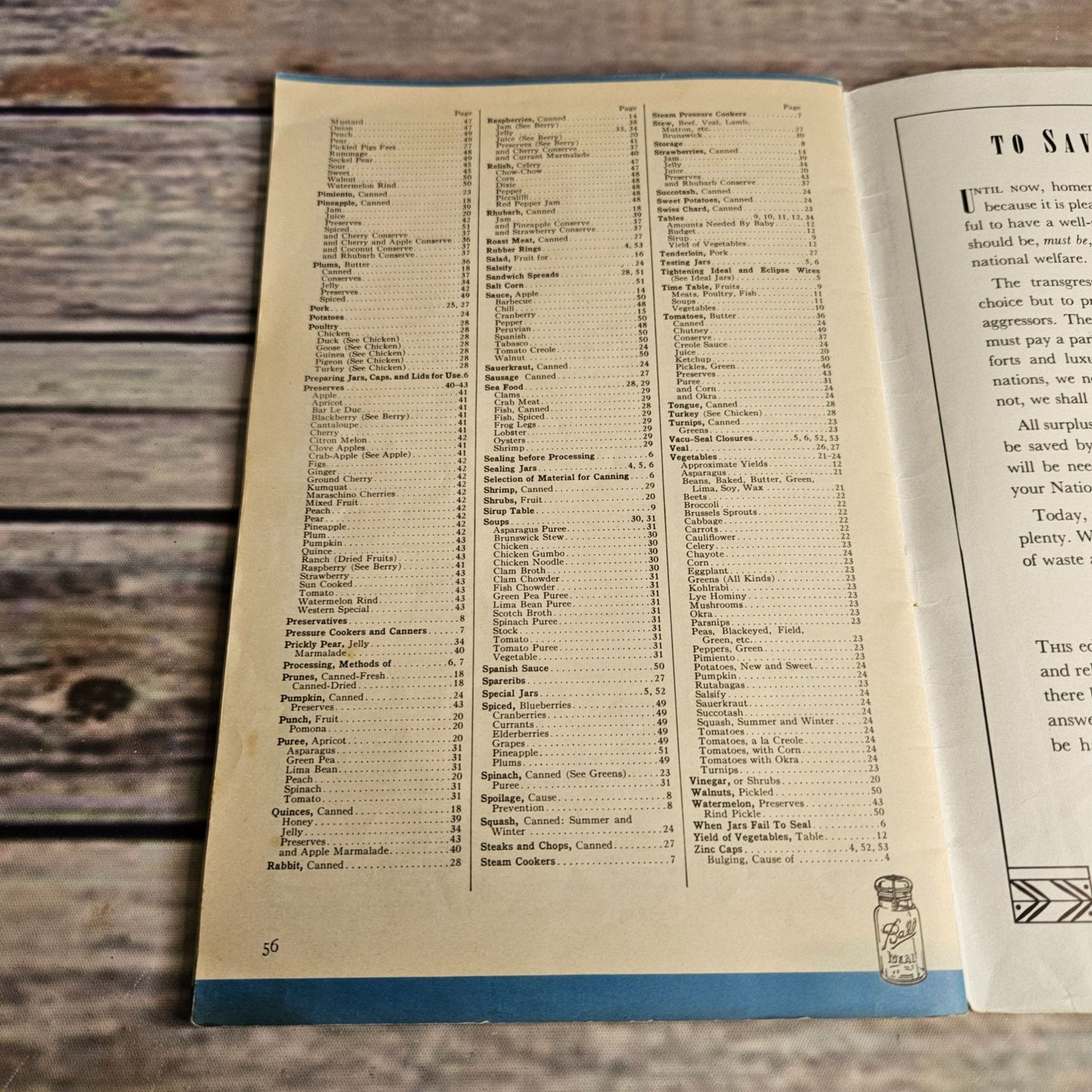 Vintage Cookbook Ball Jar Blue Book Home Canning Freezing Recipes Methods 1941 Paperback Booklet