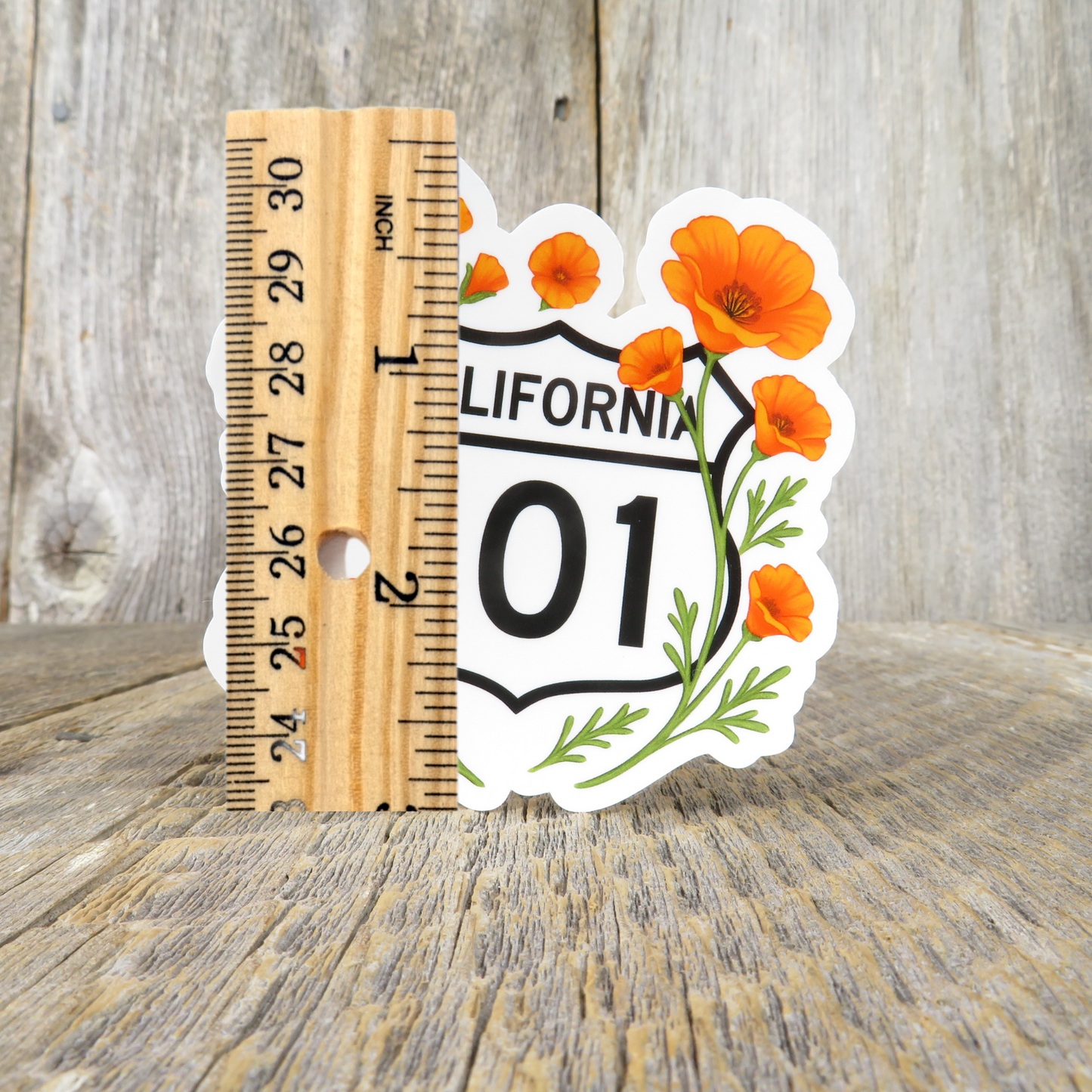 California State Highway 101 Street Sign Sticker With Poppies Souvenir Travel