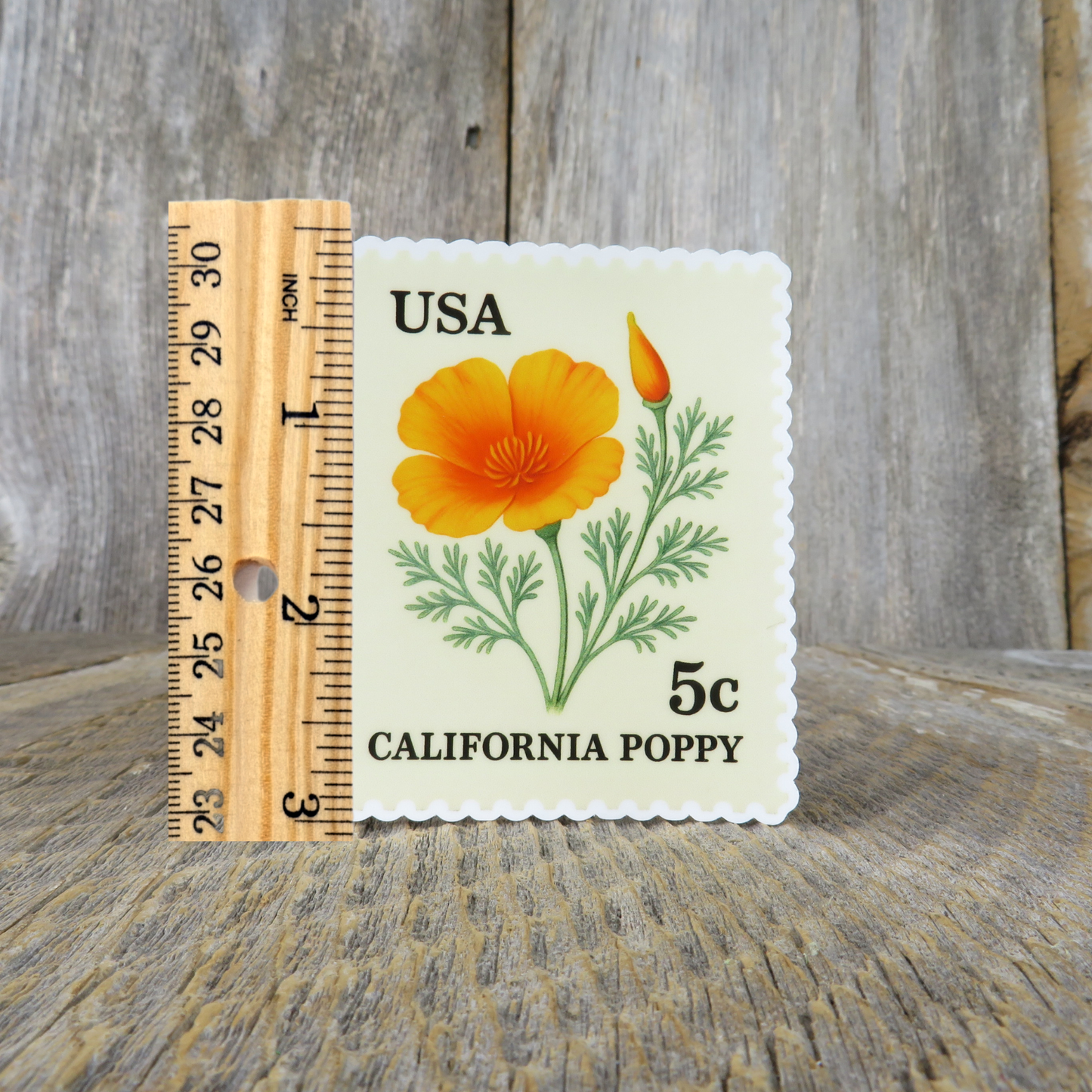 California Poppy Vintage Stamp Sticker State Flower Travel Souvenir