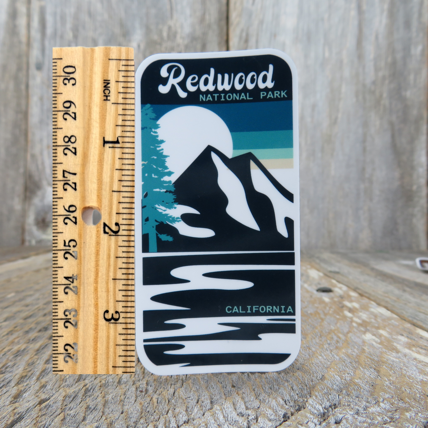 Redwood National Park Sticker California Blue Teal Retro Mountains Sunset Souvenir Sticker