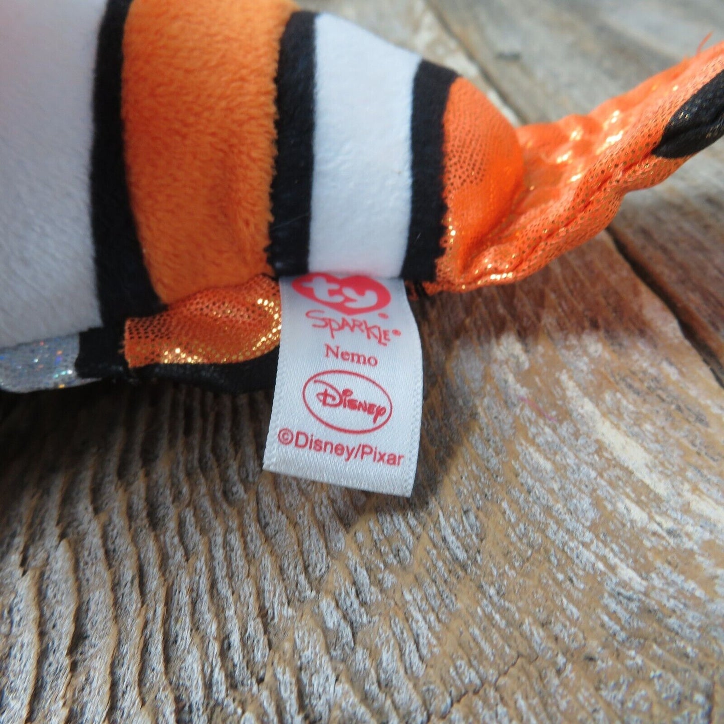 Ty Disney Nemo Sparkle Beanie Baby 8" Fish Plush Finding Dory Stuffed Animal