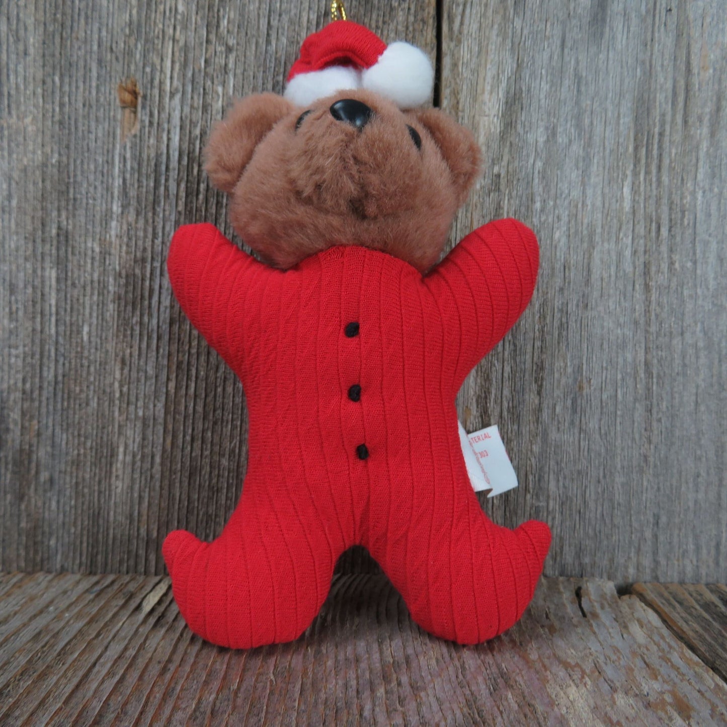 Bear Plush Ornament Christmas Santa Hat Red Suit Dan Dee