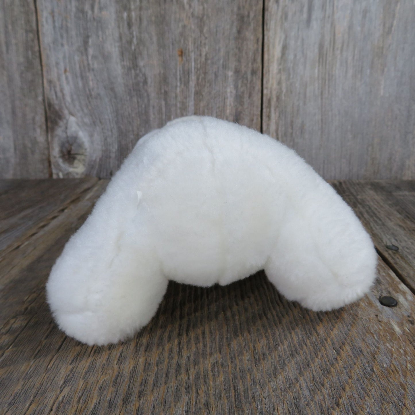 Vintage Small White Teddy Bear Plush With Plastic Pink Nose Sitting Stuffed Animal