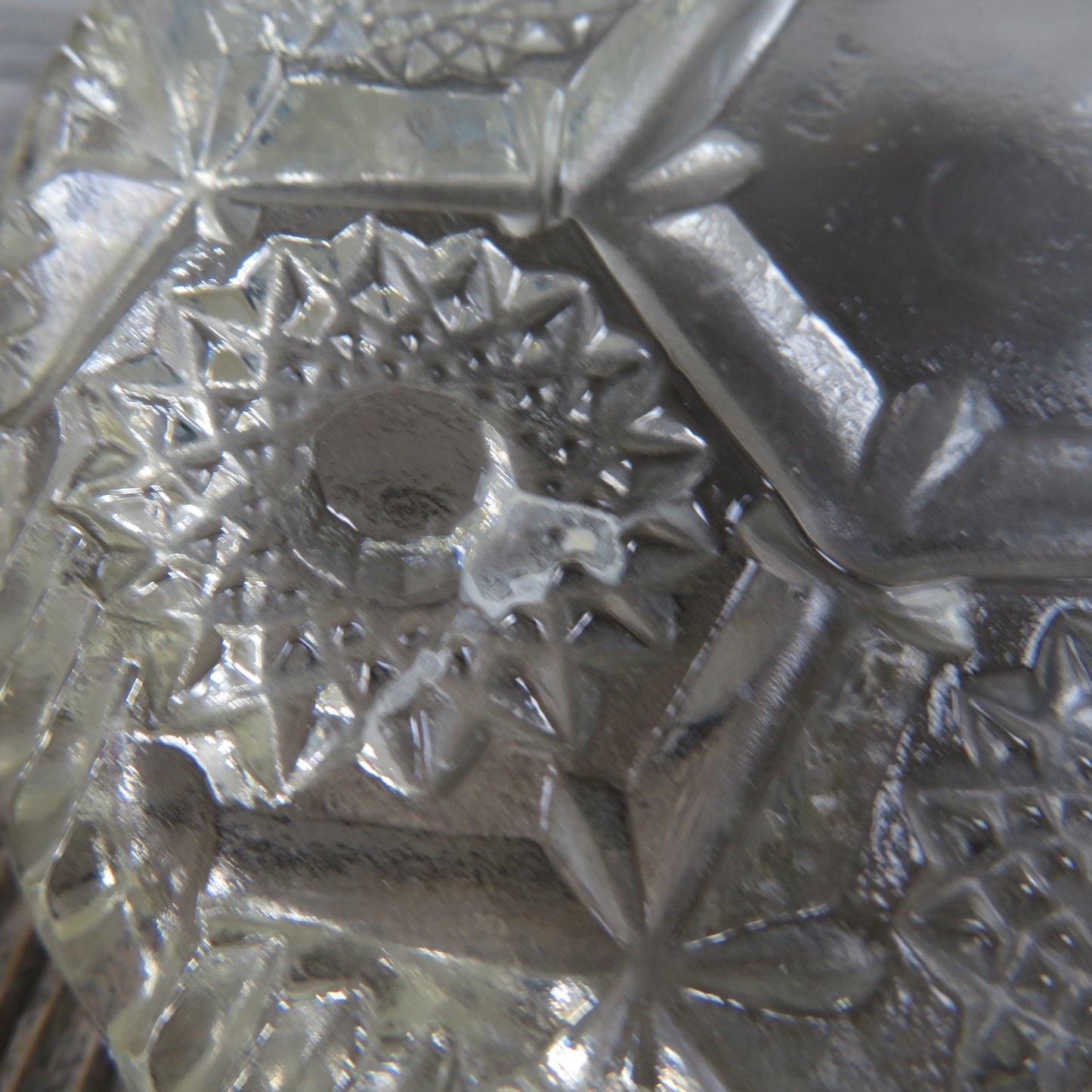 Vintage Glass Crystal Ashtray Starburst Clear Cut Ash Tray Personal Sized Flower Hexagon