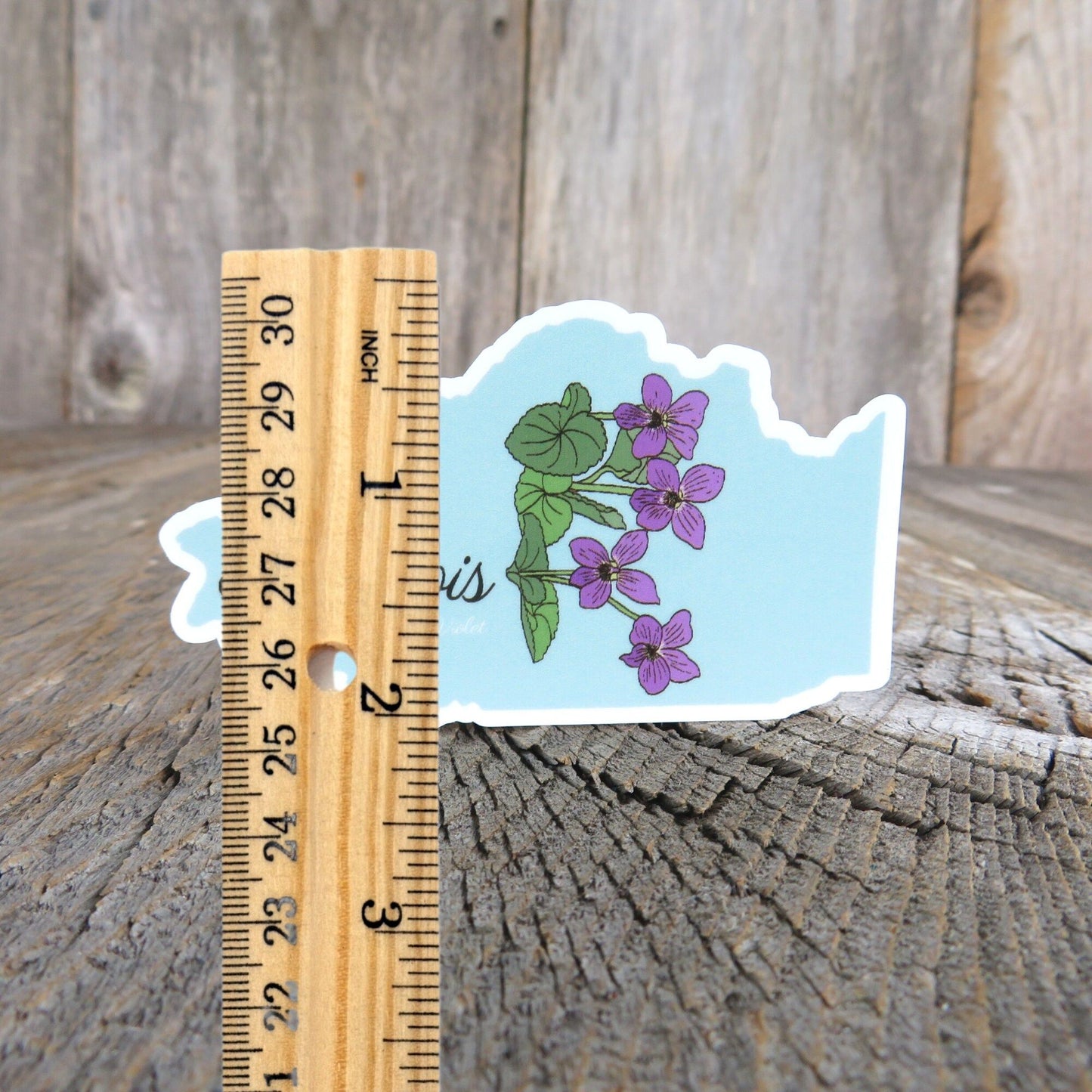Illinois State Shaped Sticker Violet Flower State Waterproof Souvenir Home Pride Travel Water Bottle Laptop