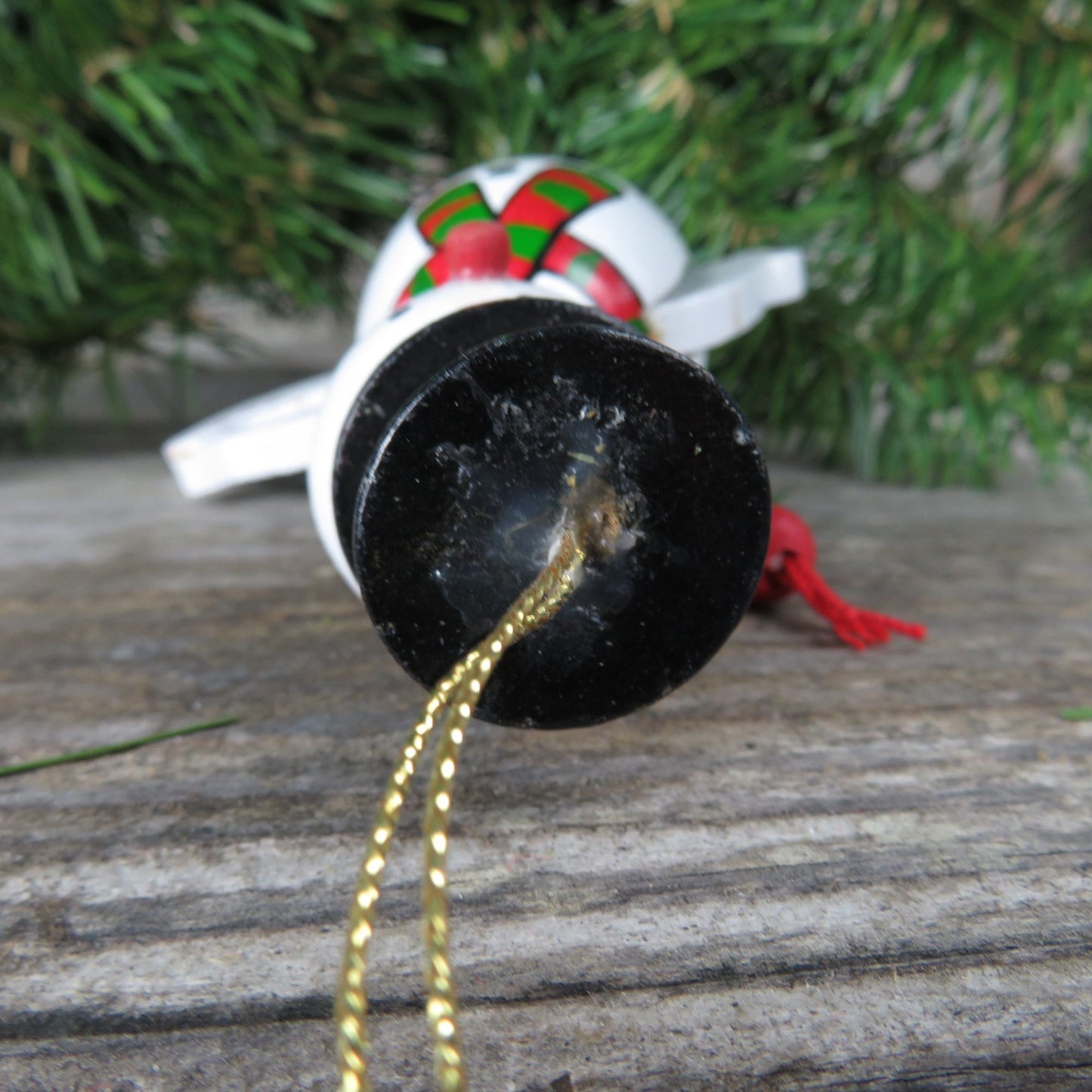 Snowman Pull String Wood Ornament Russ Vintage Wooden Jumping Toy Snowman Christmas