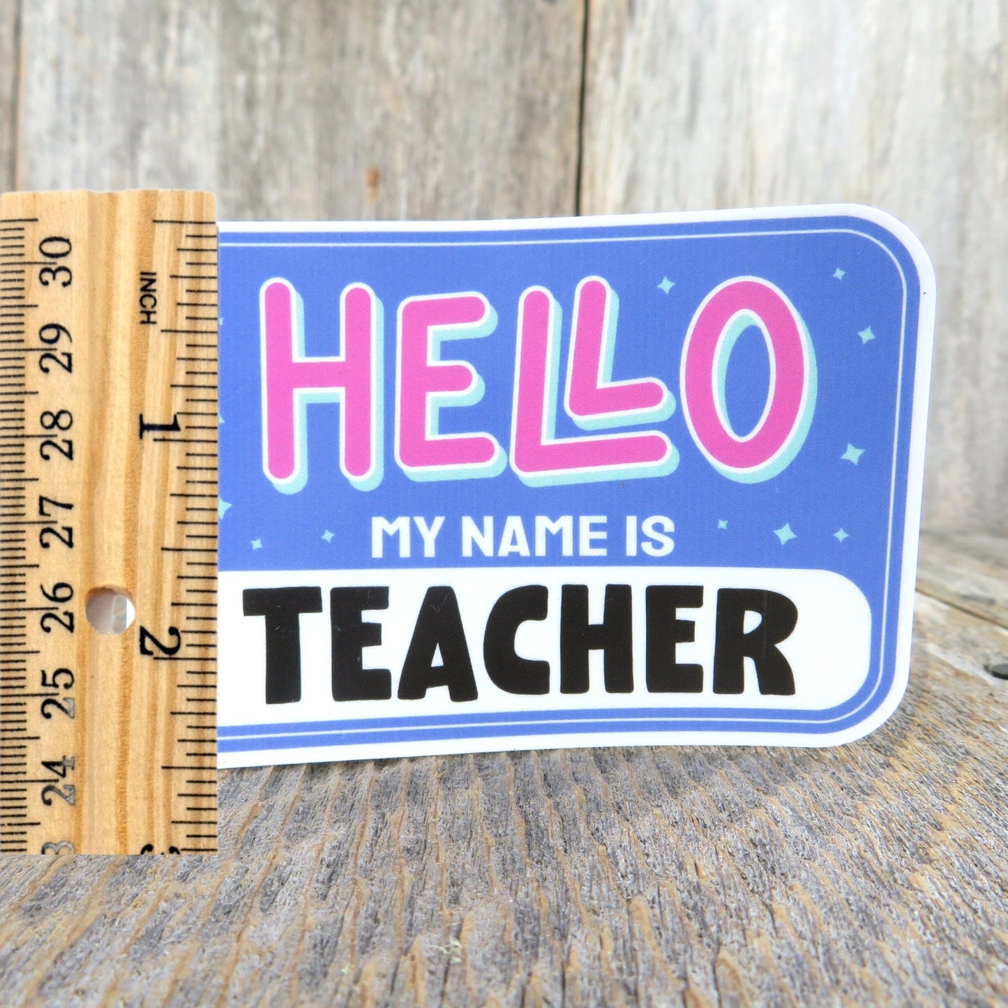 Hello My Name Is Teacher Sticker Pink Blue Name Tag School Themed