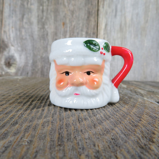 Vintage Santa Mini Mug Cup Christmas Candle Holder Votive Ornament