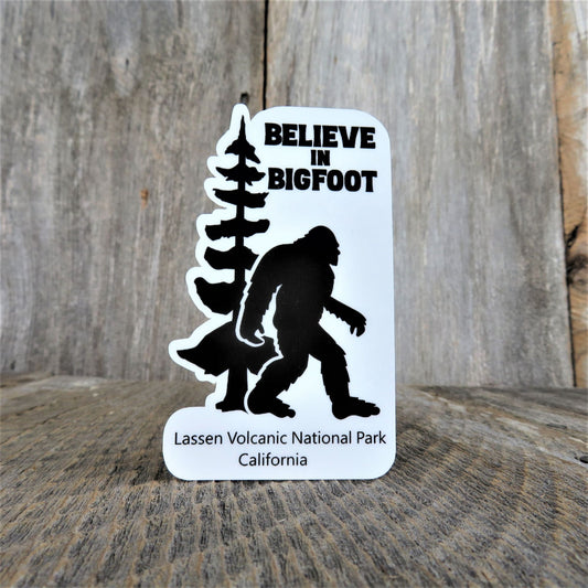 Lassen National Park Sticker Believe in Bigfoot California Tall Tree Outdoors Waterproof Water Bottle Laptop Sticker