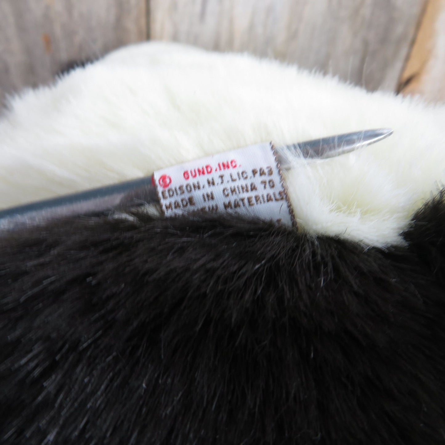 Vintage Panda Bear Plush Gund Stuffed Teddy Bear Black White 1990s