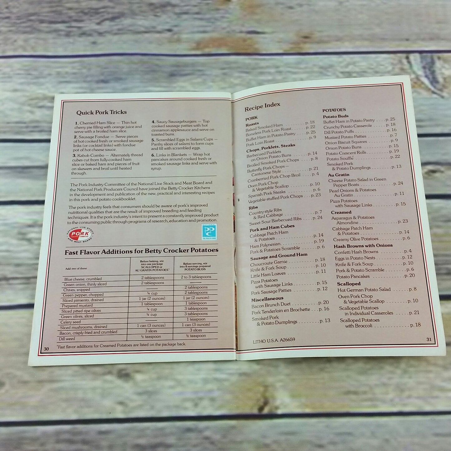 Vintage Betty Crocker Cookbook Pork and Potato Partners Recipes 1972 Promo - At Grandma's Table