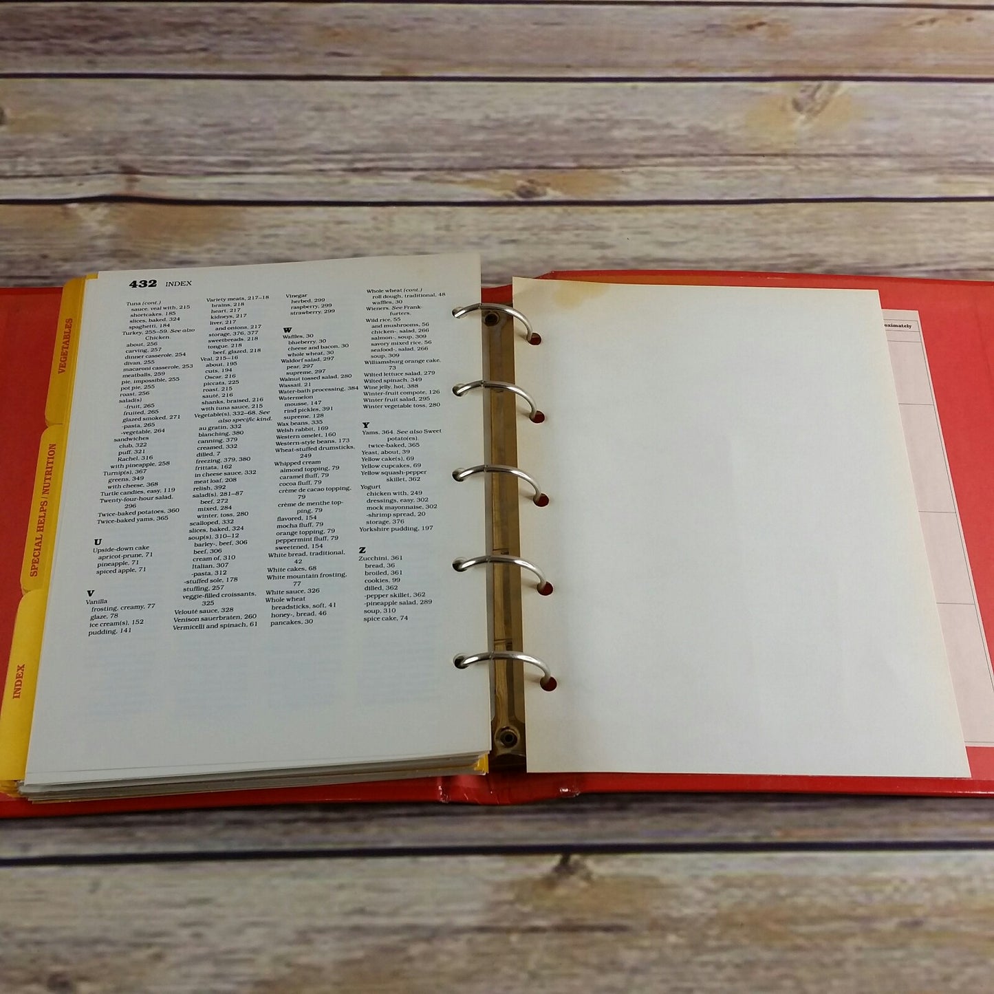 Vintage Cookbook Betty Crocker Red Cover Recipes 5 Ring Binder 1986 Hardcover