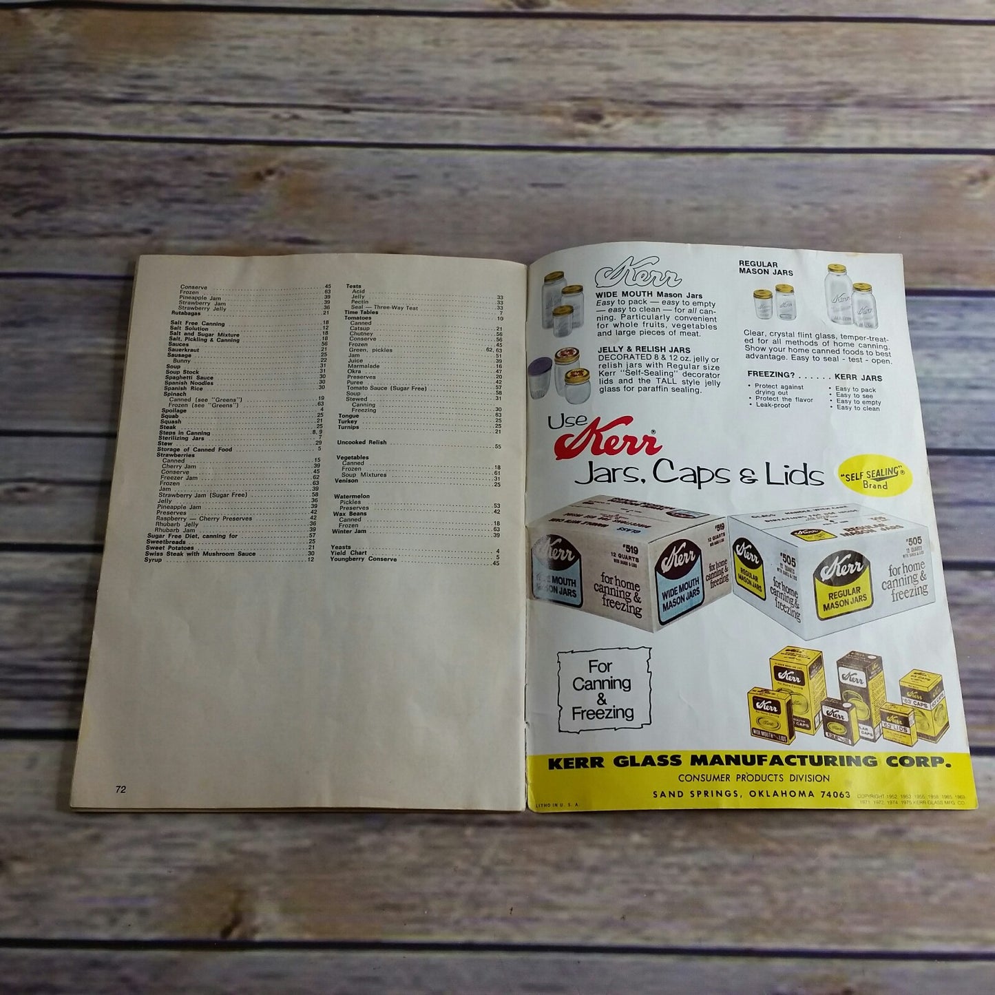 Vintage Kerr Home Canning and Freezing Cookbook Recipes 1975 Booklet Book Paperback