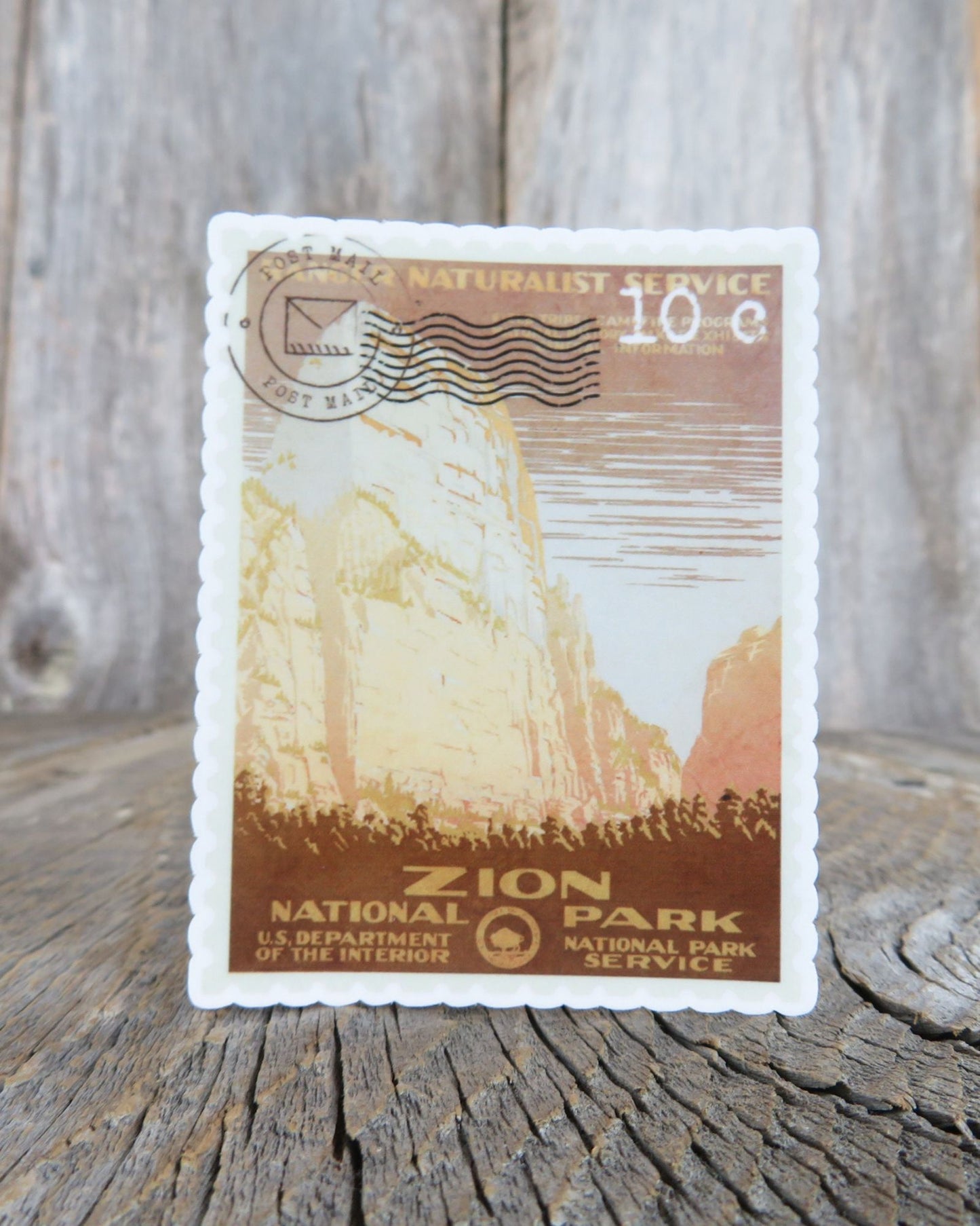 Zion National Park Sticker Vintage Style Postage Stamp Utah Waterproof Travel Souvenir Water Bottle Laptop