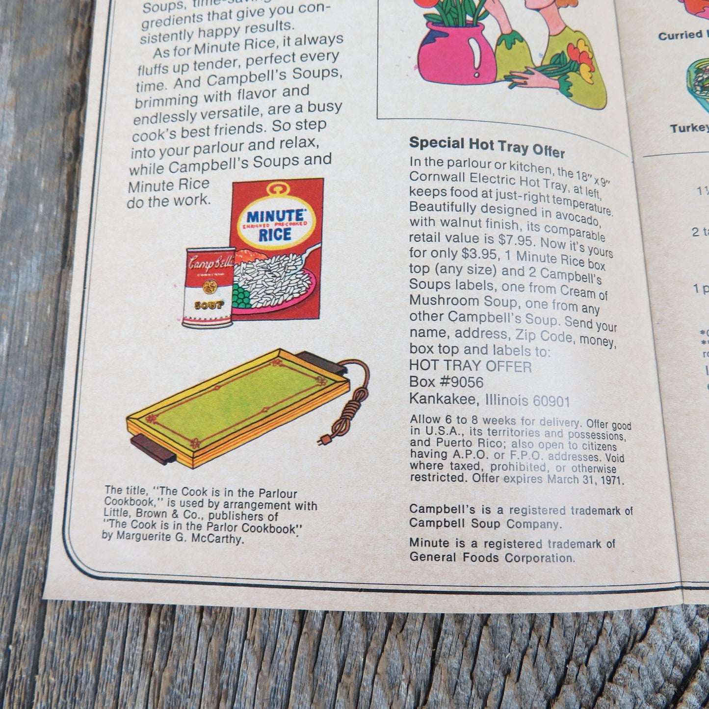 The Cook Is In The Parlour Cookbook Pamphlet Campbell's Soup Minute Rice 1971 Booklet Easy No Hassel