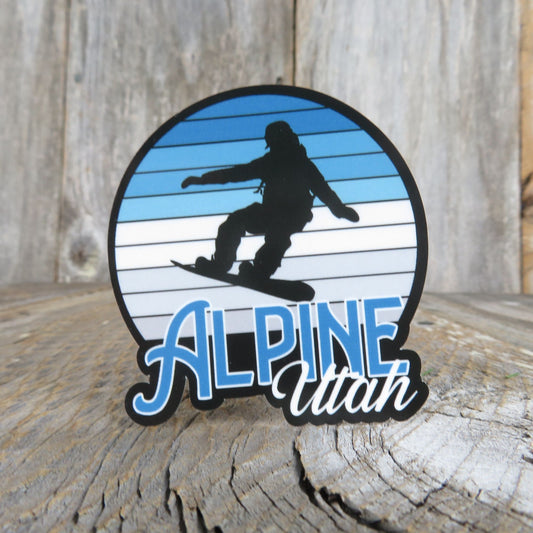 Alpine Utah Snowboarding Sticker Blue Winter Sports Retro Sunset Travel Souvenir Outdoors