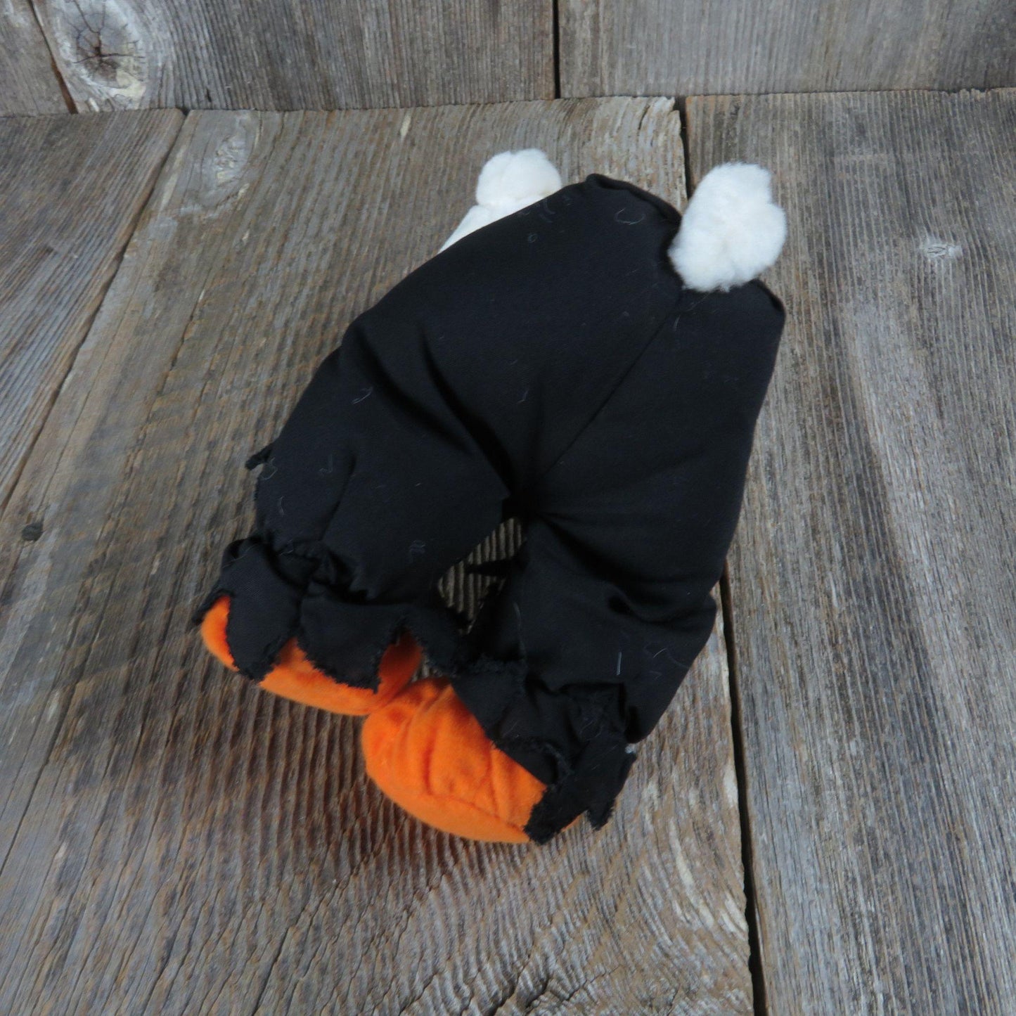 Vintage Bear in Skeleton Costume Plush Hallmark Black White Flocked Nose Pumpkin Feet