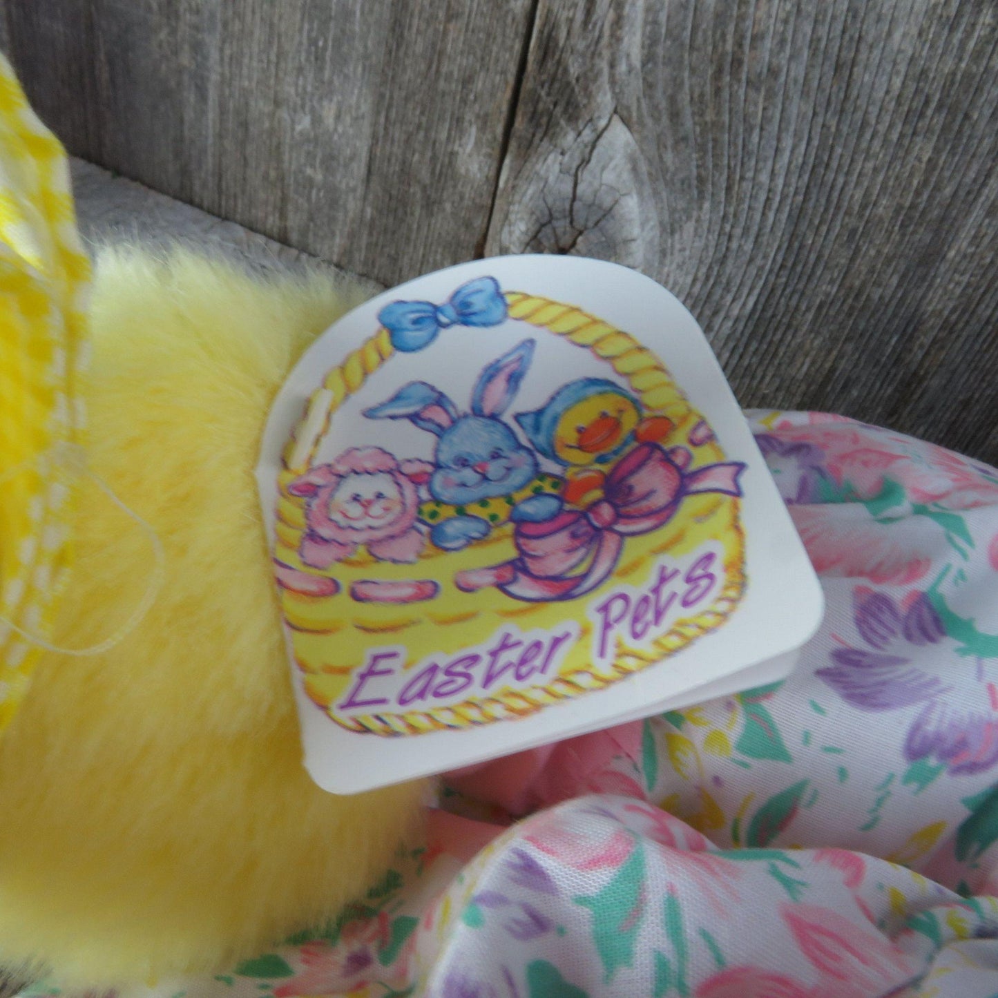 Vintage Duck Duckling Plush Chick Chicken Fabric Body Easter Bonnet Flower Dress Stuffed Animal Well Made 1995