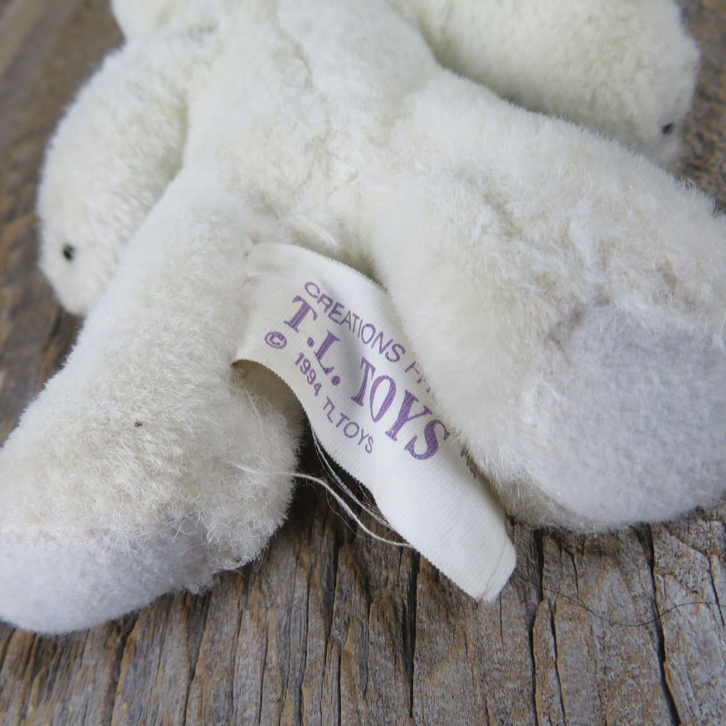 Vintage Mini Bear Plush White Standing Stitched Nose Stuffed Animal T.L. Toys 1994