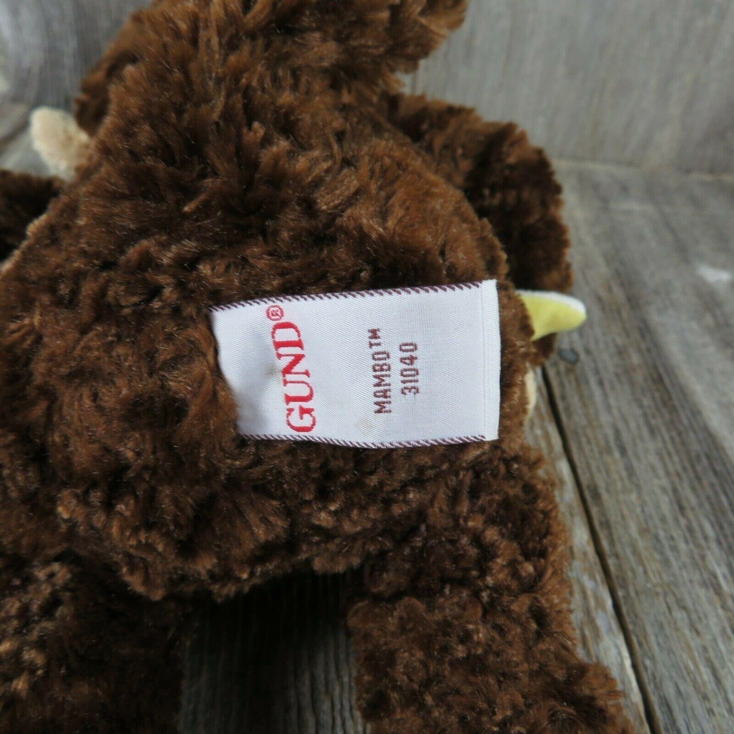 Monkey with Banana Plush Mambo Gund Chimpanzee Stuffed Animal Brown Yellow