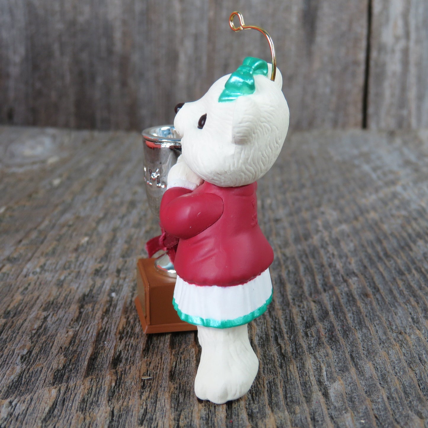 Vintage Teddy Bear Outstanding Mom Ornament Christmas Hallmark Trophy 1994 Dated