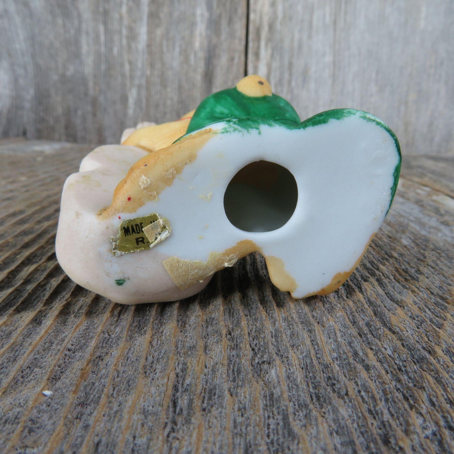 Vintage Bear with Bass Instrument Green Bib Overalls Ornament Christmas Ceramic Chello - At Grandma's Table