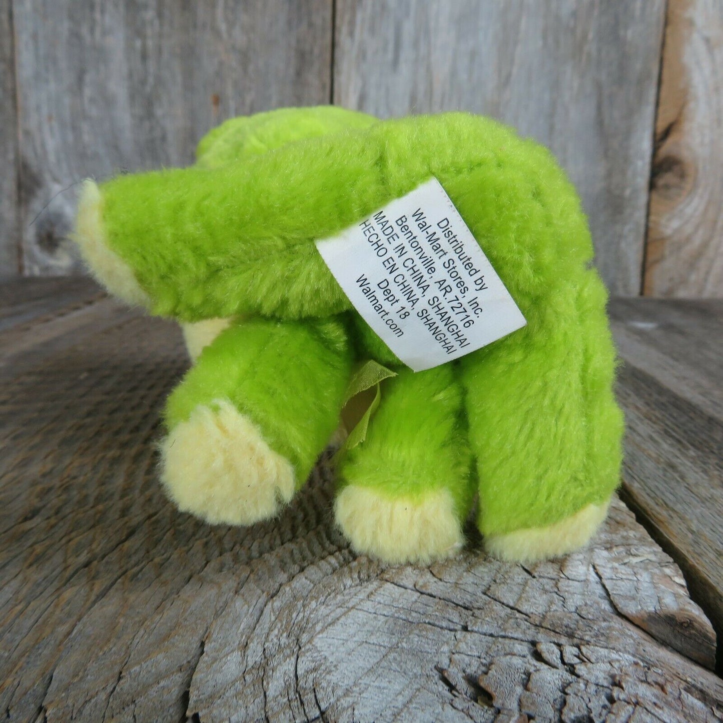 Frog Plush Big Head Sitting Green Walmart Bow Sewn Eyes Stuffed Animal