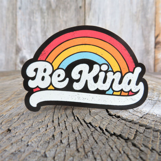 Be Kind Sticker Retro Rainbow Sunset Full Color Waterproof Positive Phrase Social Awareness
