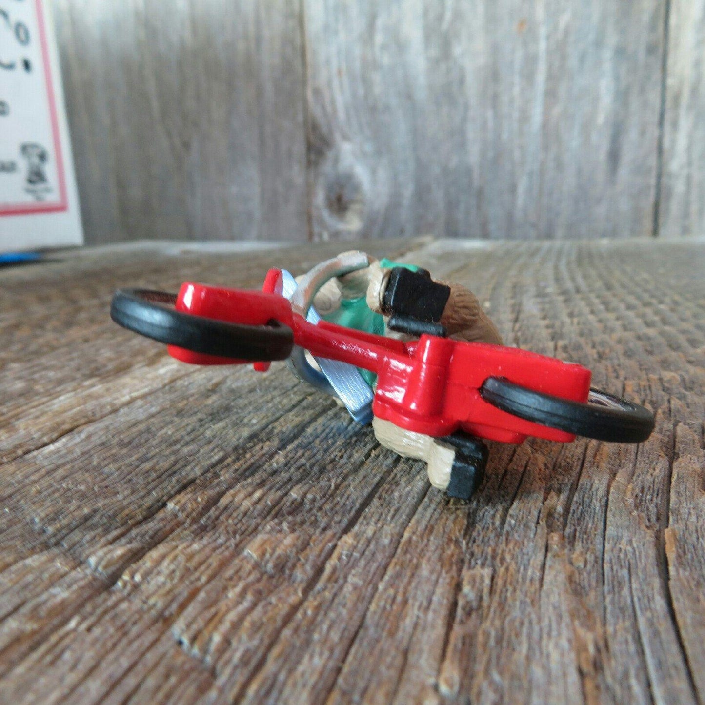Vintage Raccoon Biker Ornament Hallmark Bicycle Boy Christmas Red 1987 Keepsake