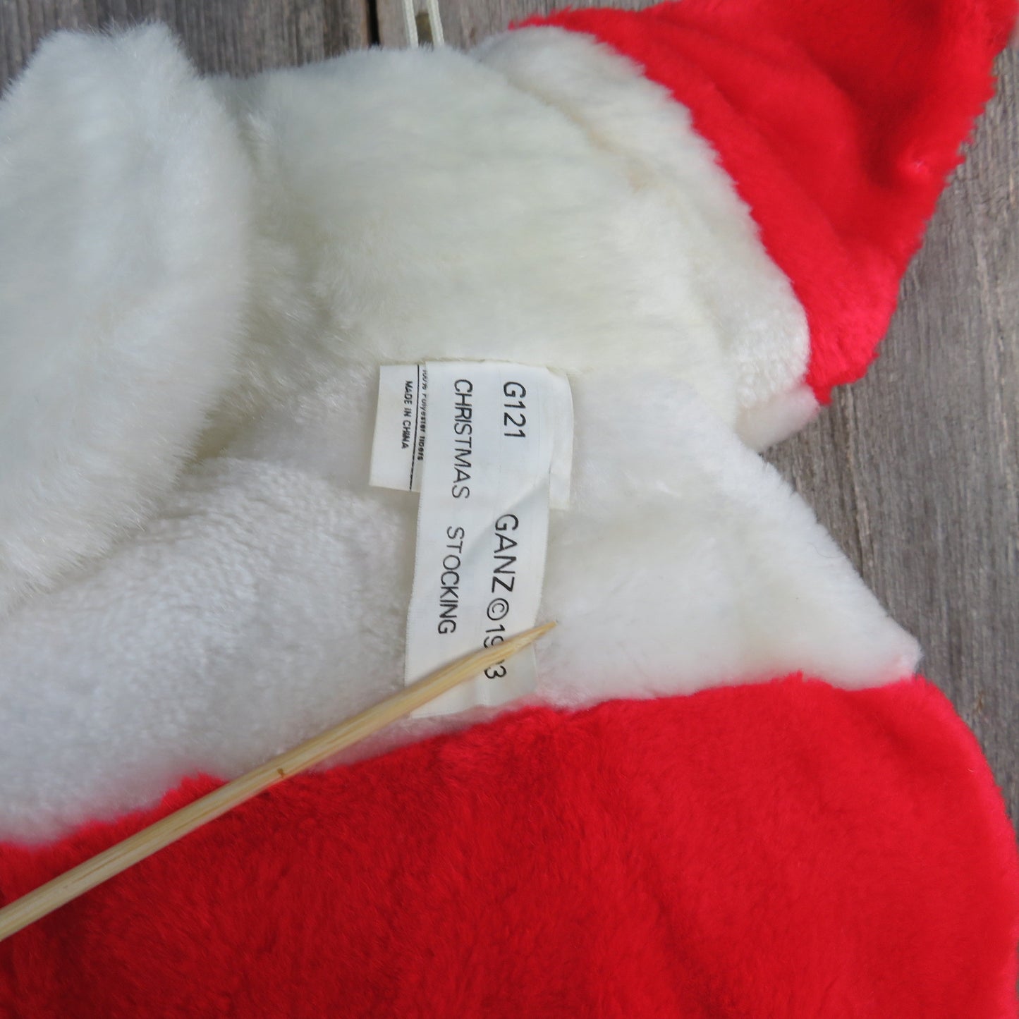 Vintage Puppy Dog Stocking Ganz White 1993 Plush Christmas Red Santa Hat - At Grandma's Table
