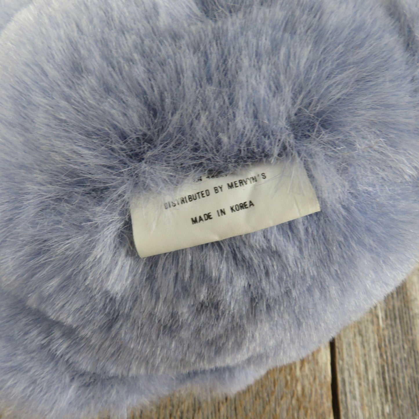 Vintage Blue Teddy Bear Plush Pink Plastic Nose Mervyns Korea Small Big Head White Paws