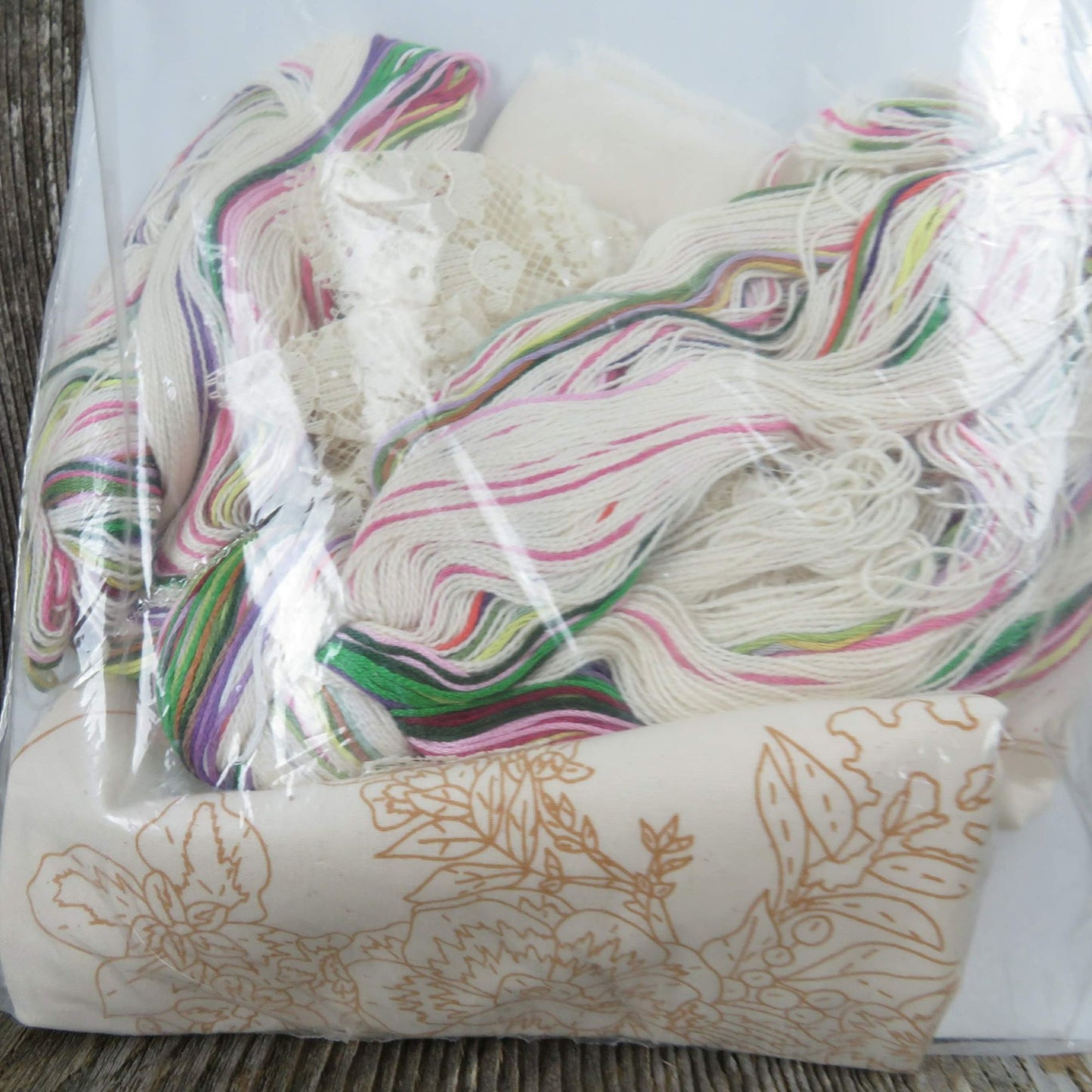 Vintage Candamar Designs Candlewicking Embroidery Floral Bouquet Pillow 14 Inch