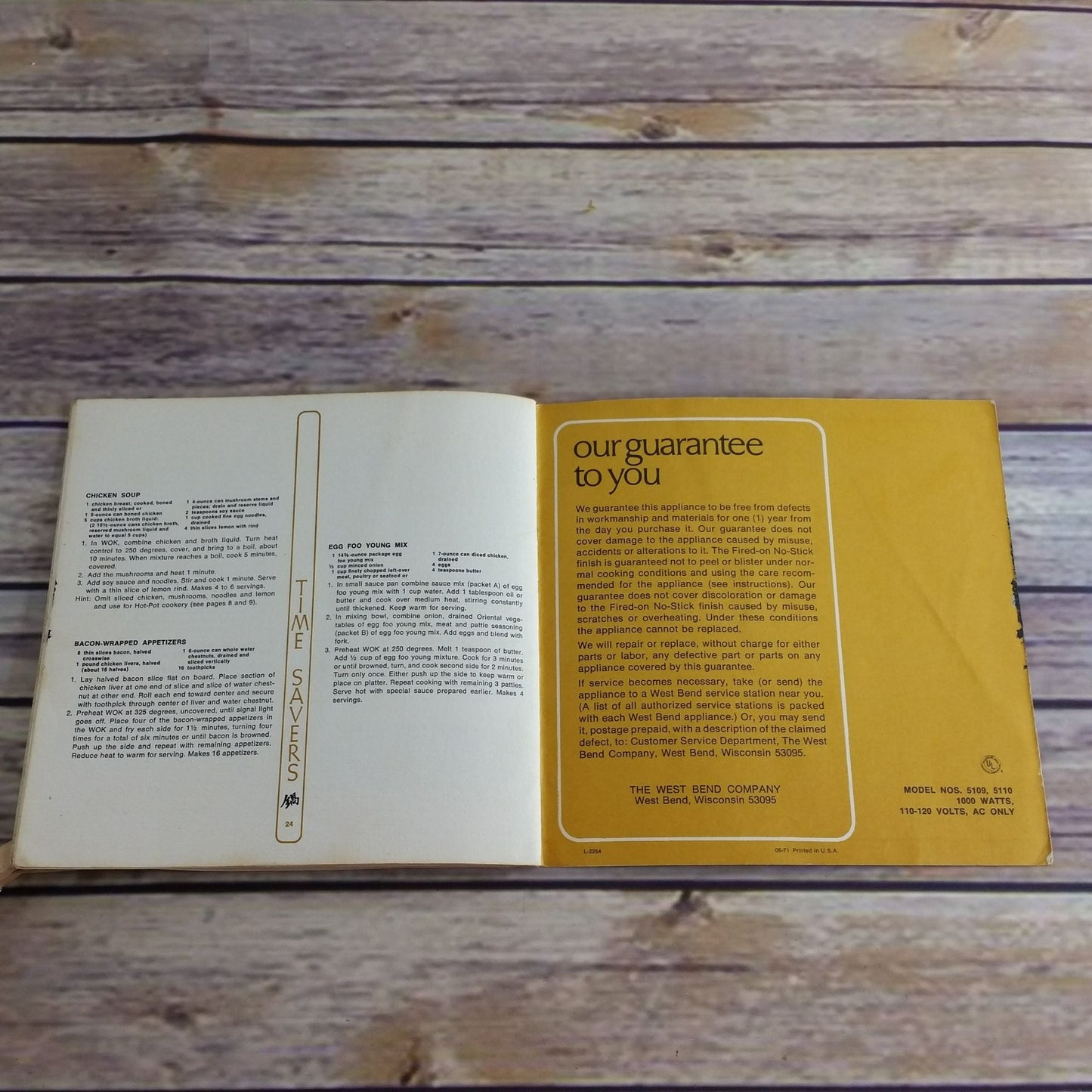 Vintage West Bend Electric Wok Cookbook Owner’s Manual Chopstick Cookery Recipes Paperback Booklet 1971