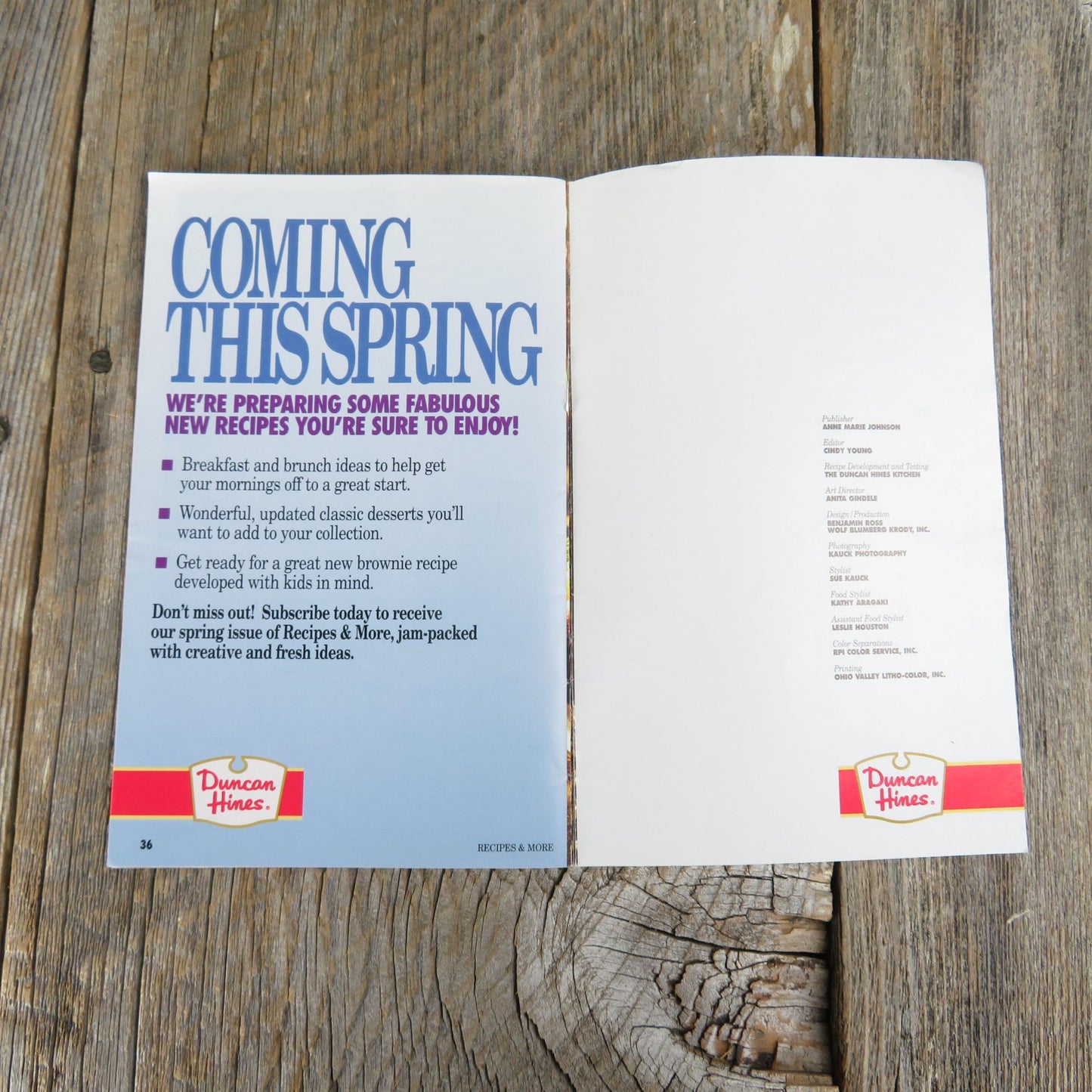 Duncan Hines Recipes and More Cookbook Pamphlet Seasonal Baking Winter 1991 Grocery Store Booklet