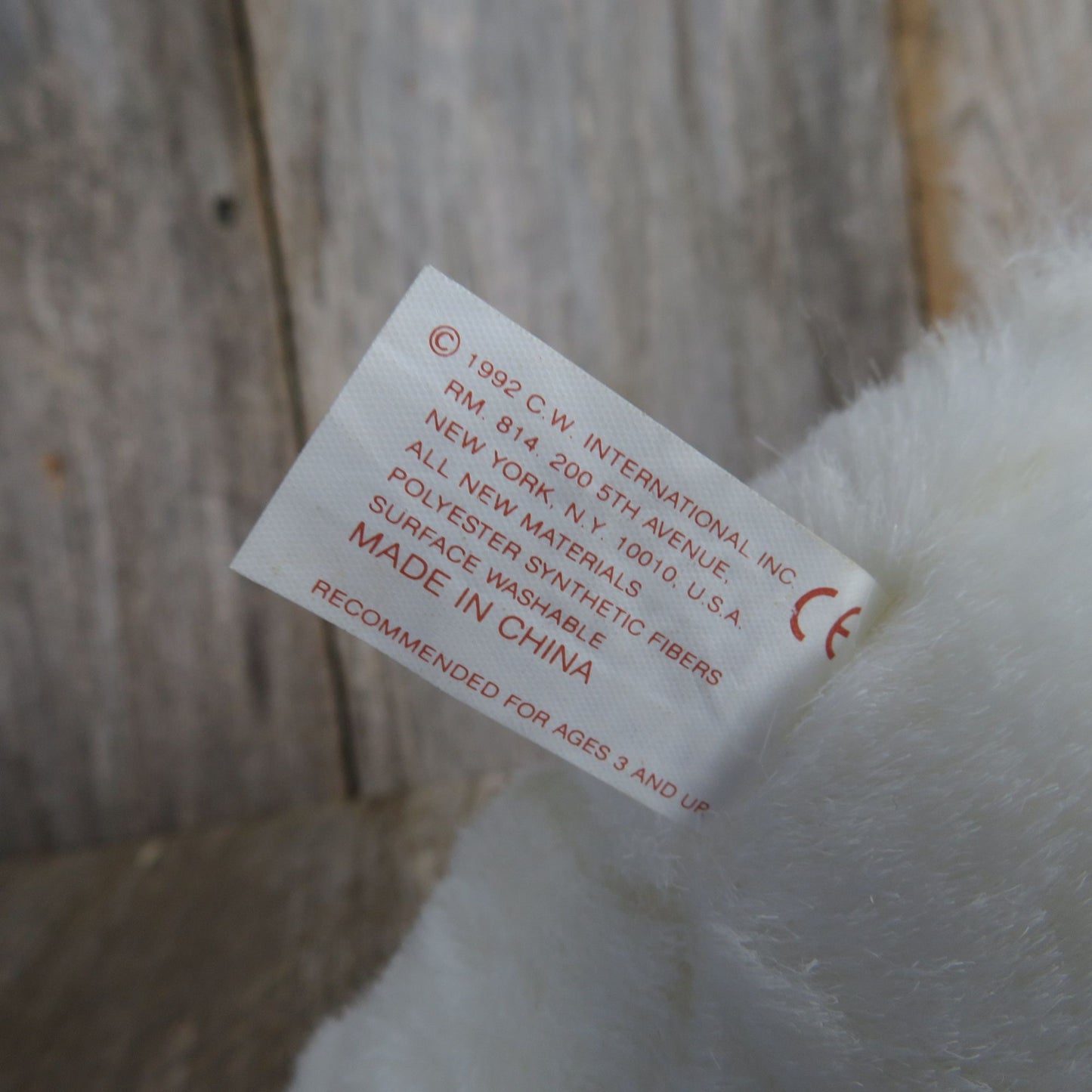 White Bunny Plush Rabbit Pink Feet Flocked Nose Stuffed Animal Cuddle Wit Easter 1992