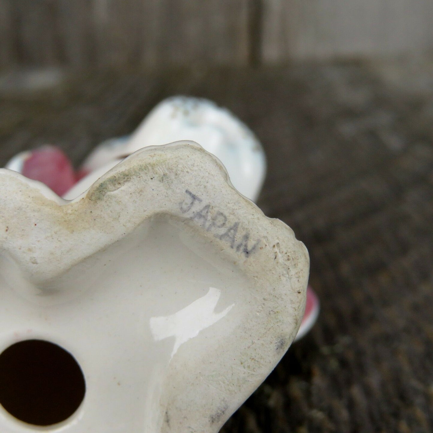 Dog Salt and Pepper Shakers Vintage Porcelain Yellow Blue Spots Japan 1950’s Figurine - At Grandma's Table