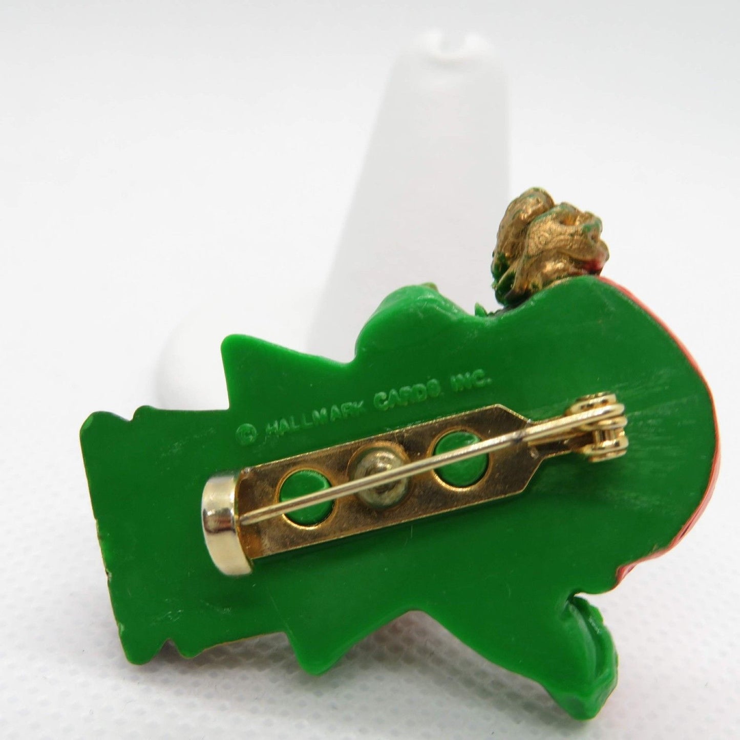 Vintage Drummer Boy Christmas Pin Brooch Hallmark Winter Green Orange Jewelry - At Grandma's Table