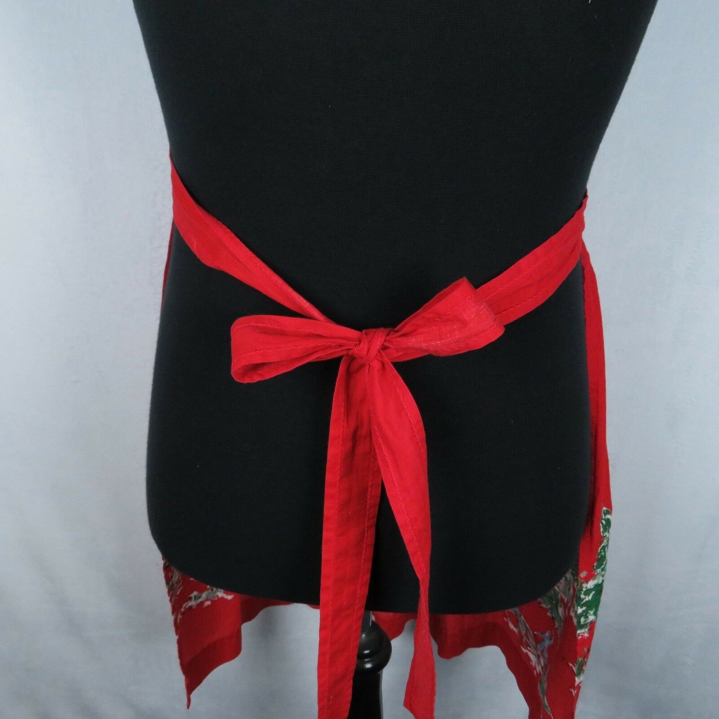 Vintage Christmas Apron Half Hostess Log Cabin Rustic Country Scene Frontier A15 - At Grandma's Table