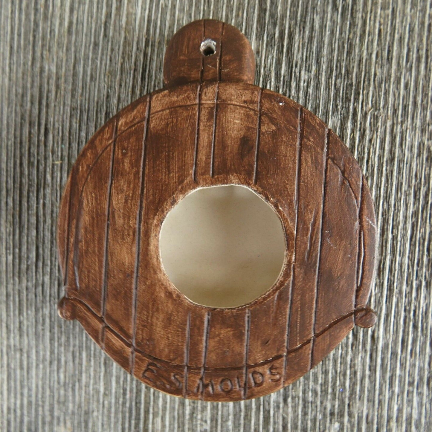 Vintage Train Village Christmas Ornament E.S Molds Ceramic Rustic Country Barrel - At Grandma's Table