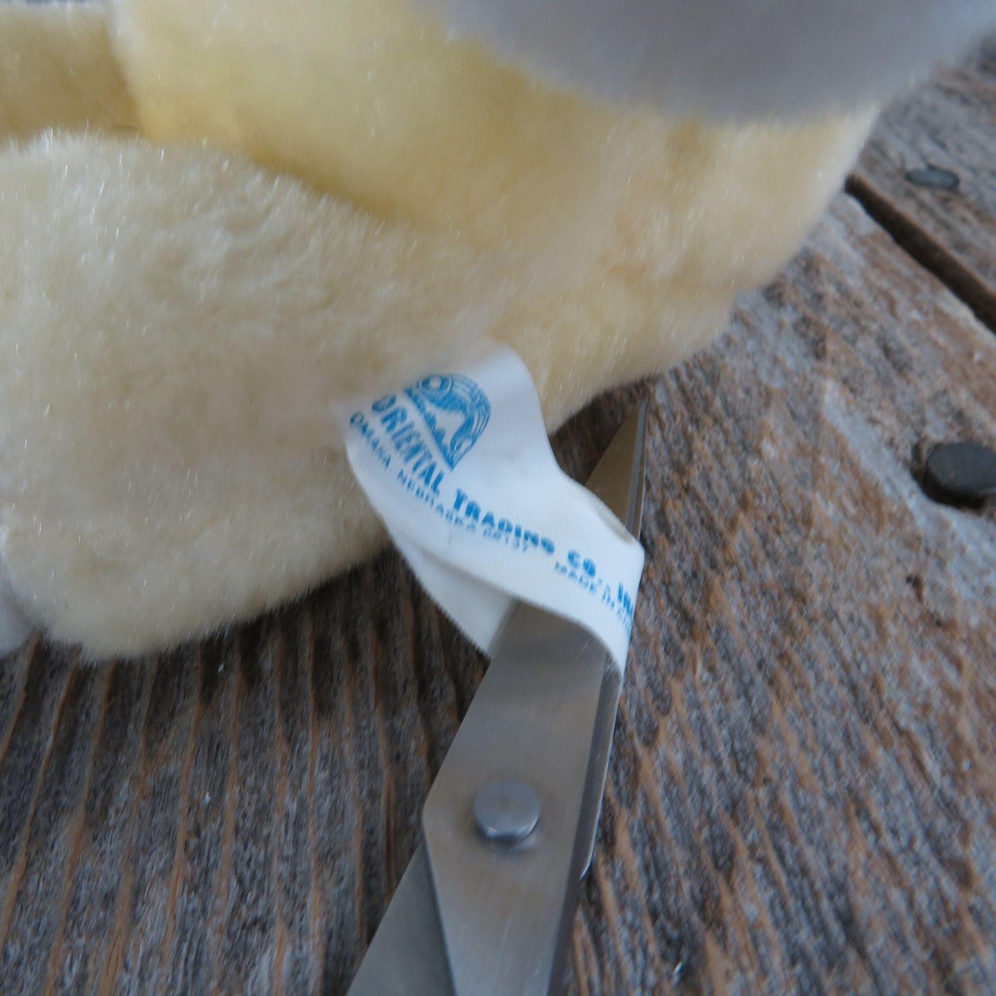 Vintage Yellow Bear Plush Mini Oriental Trading Company White Stuffed Animal