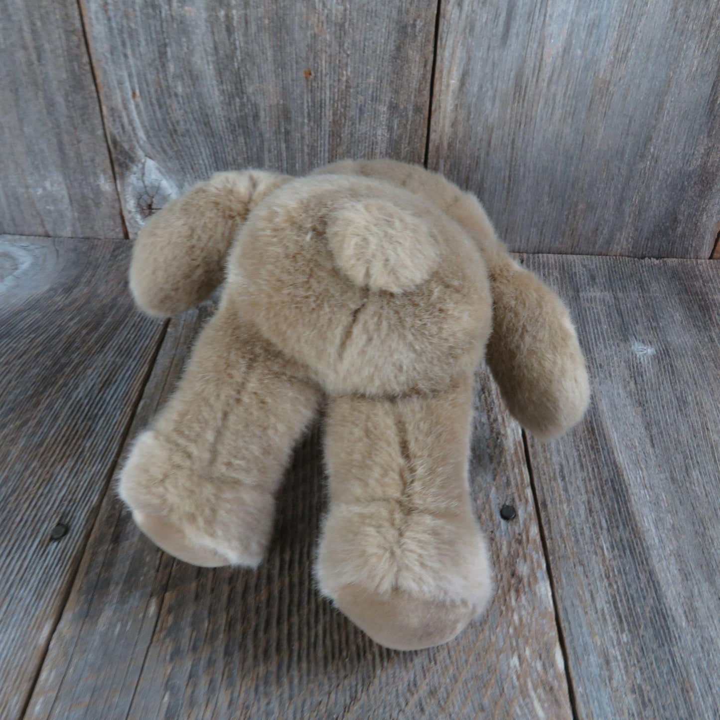 Vintage Tan Teddy Bear Plush Brown Black Plaid Bow Tie Stuffed Animal
