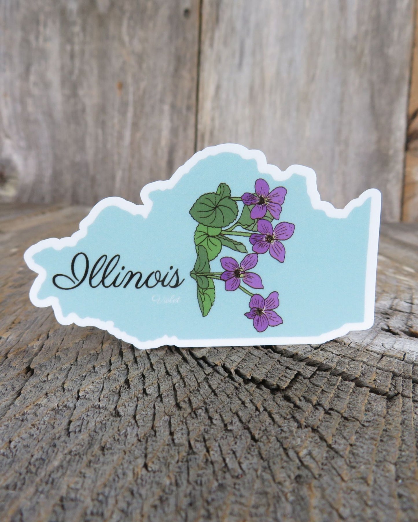 Illinois State Shaped Sticker Violet Flower State Waterproof Souvenir Home Pride Travel Water Bottle Laptop