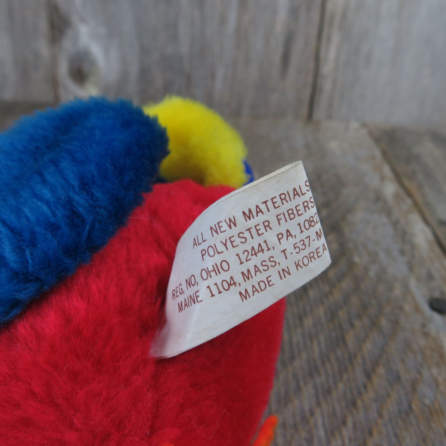 Vintage Parrot Plush Conure Bird Red Blue Yellow Stuffed Animal Korea