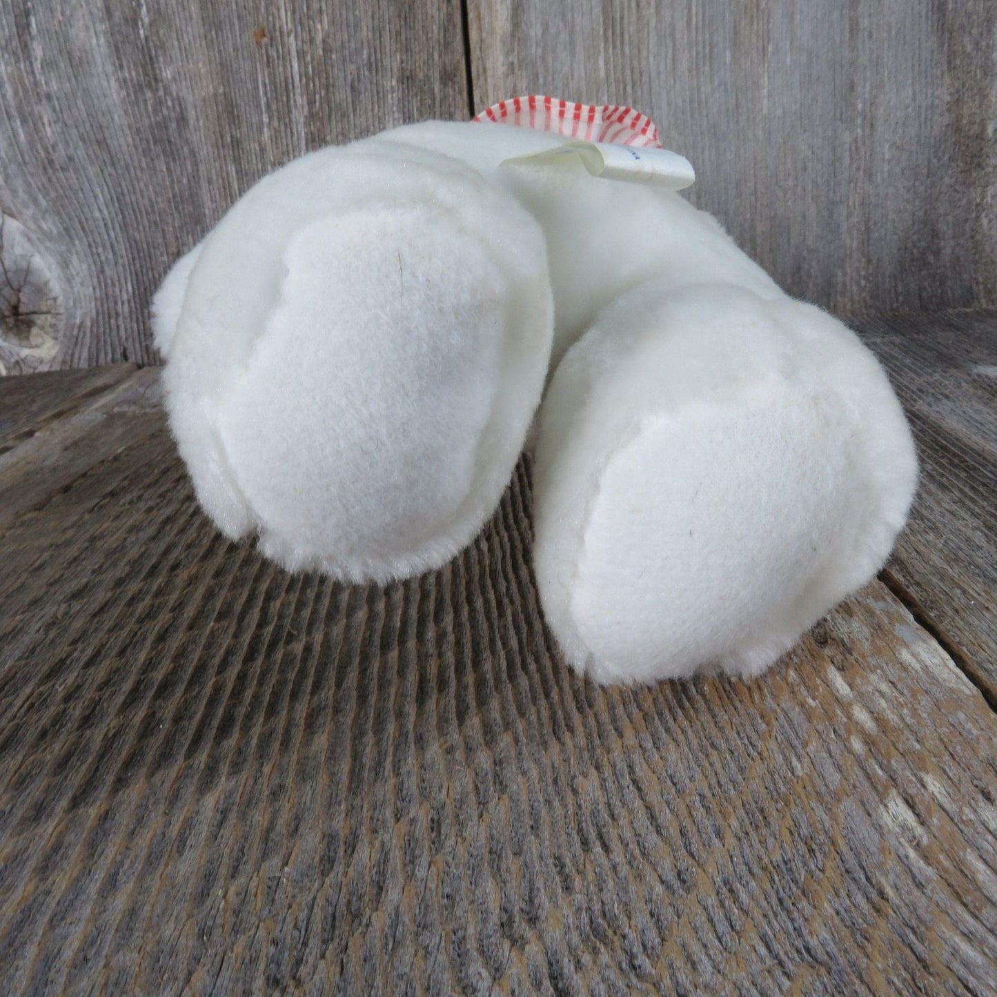 Vintage White Clown Bear Plush Party Hat Oriental Trading Company Red White Striped Neck Ruffle Buttons Stuffed Animal