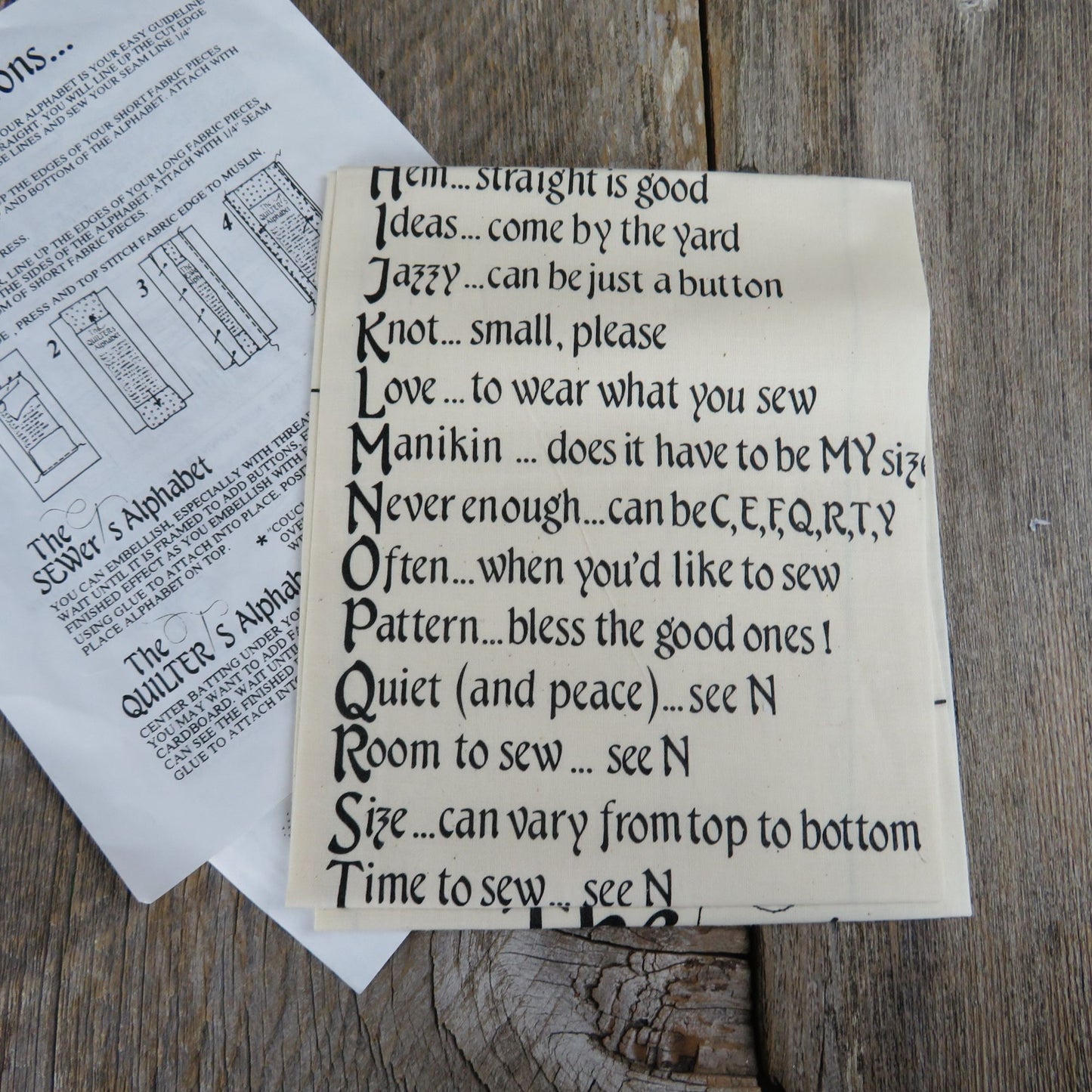 Sewers Alphabet Fabric Panel or Art Quilt Sampler Cut and Sew Summa Design