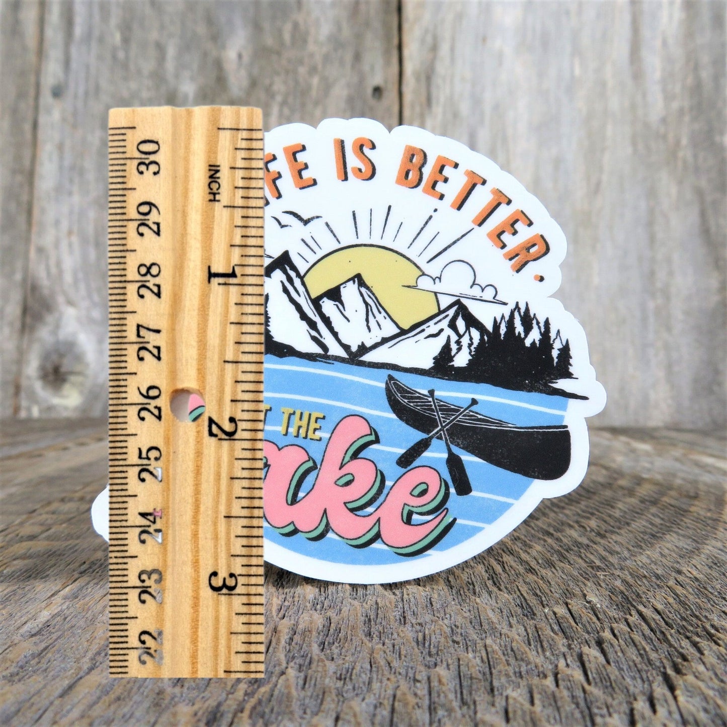 Life is Better at the Lake Sticker Waterproof Lake Lover Sticker Mountains Woods Camping Outdoors Retro Colors