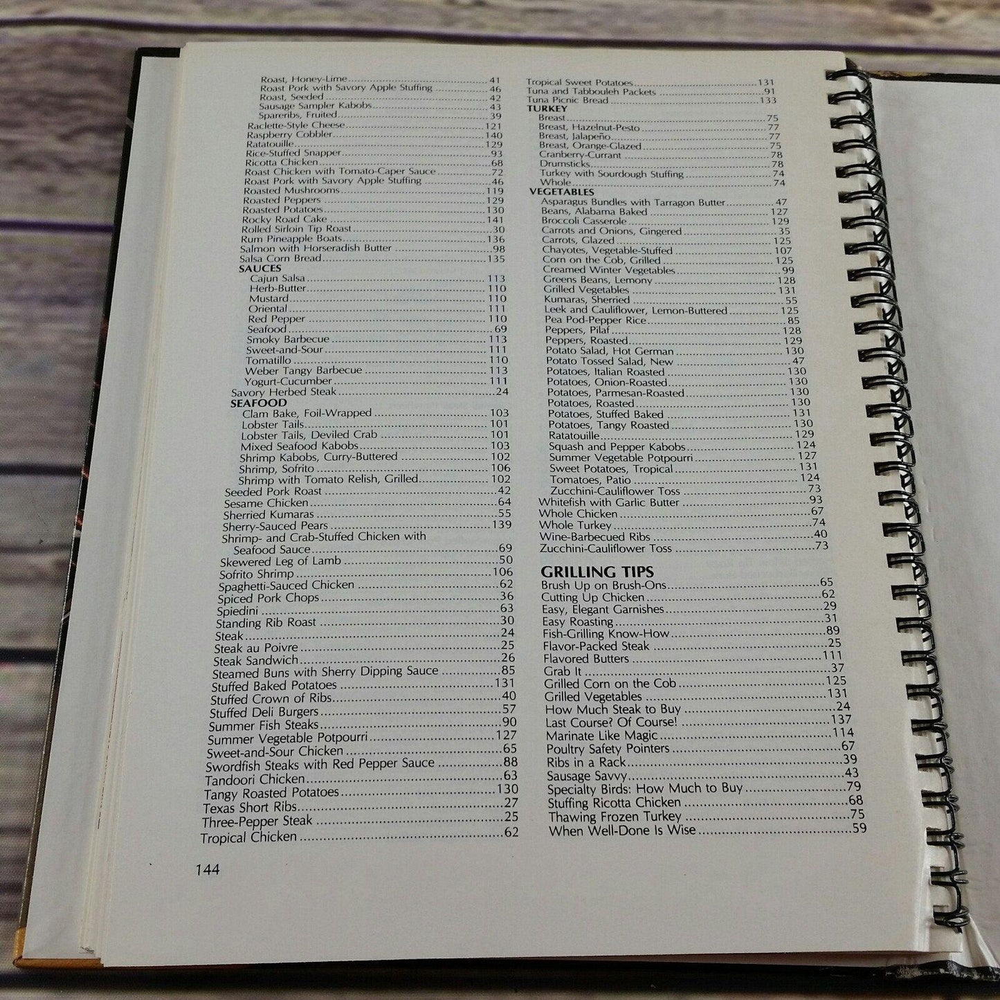 Vintage Cookbook Weber Grill Out Barbecue Recipes Charcoal Grill 1990 Hardcover Spiral Bound Beef Pork Lamb Poultry Fish Marinades - At Grandma's Table